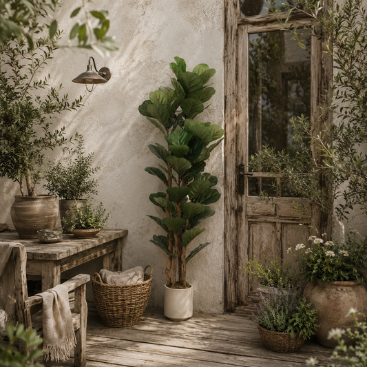 Toelna Artificial Fiddle Leaf Fig Style Tree With Broad Leaves 150cm Green