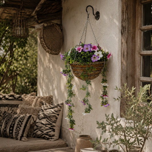 Lileke Redo Set Of 2 Artificial Azalea Hanging Planters In Pink And White