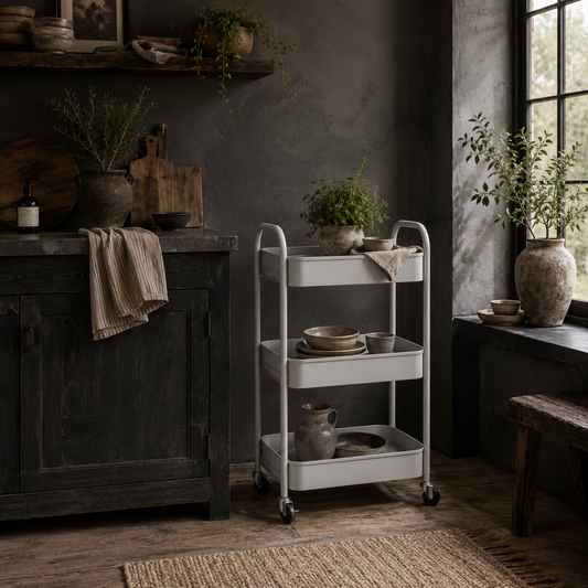 Suka Metal White 3 Tier Steel Storage Trolley
