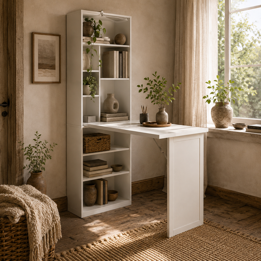 Larono 98cm White 3 Section Work Desk With Writing Board And Storage