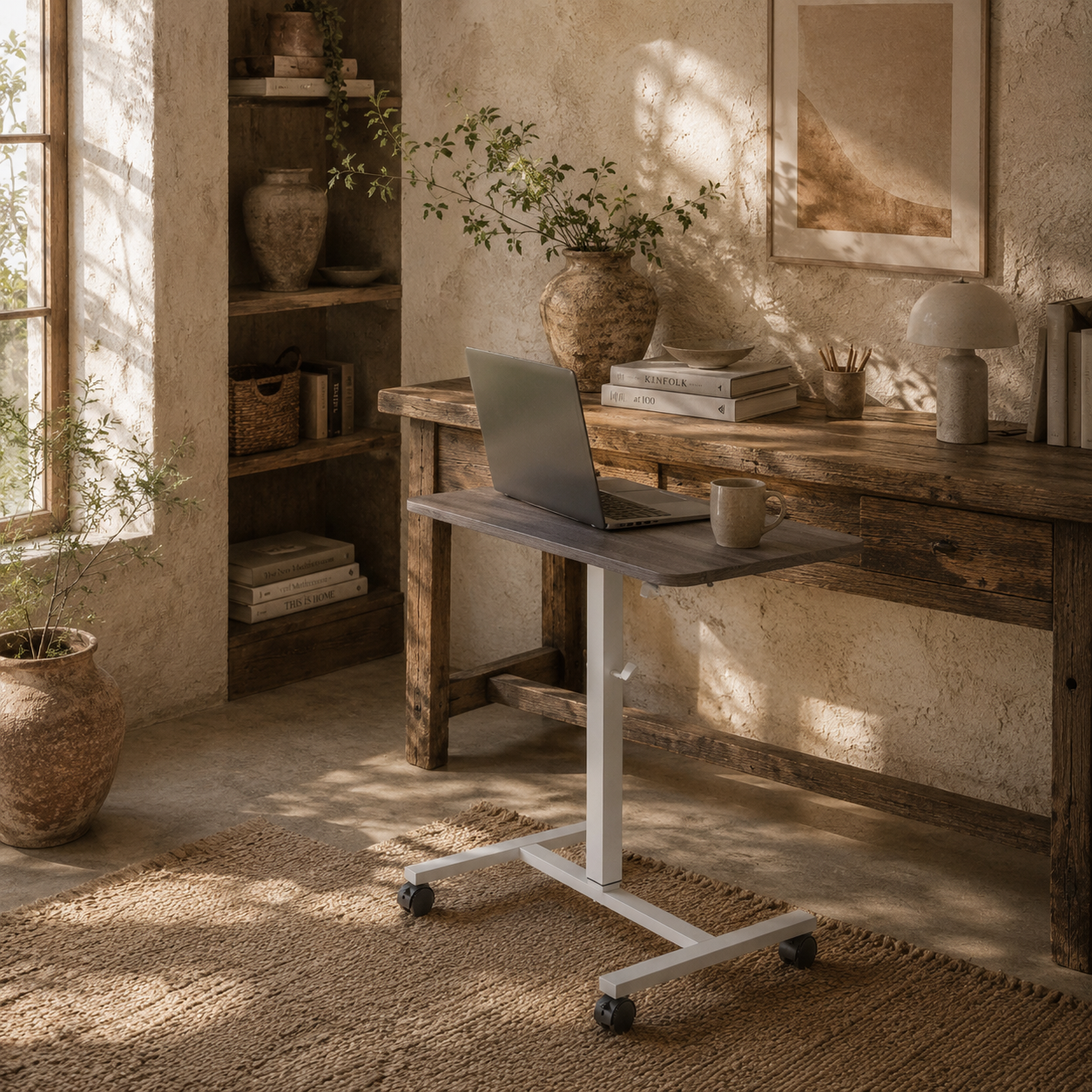 Torael White And Grey Adjustable Laptop Stand Desk