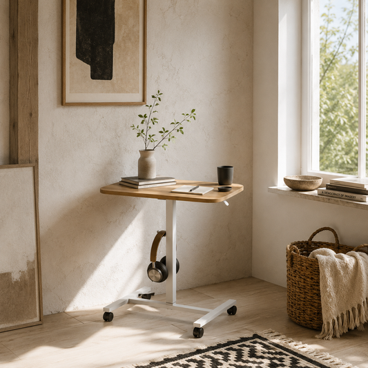 Noyoti White And Wood Effect Adjustable Laptop Stand Desk
