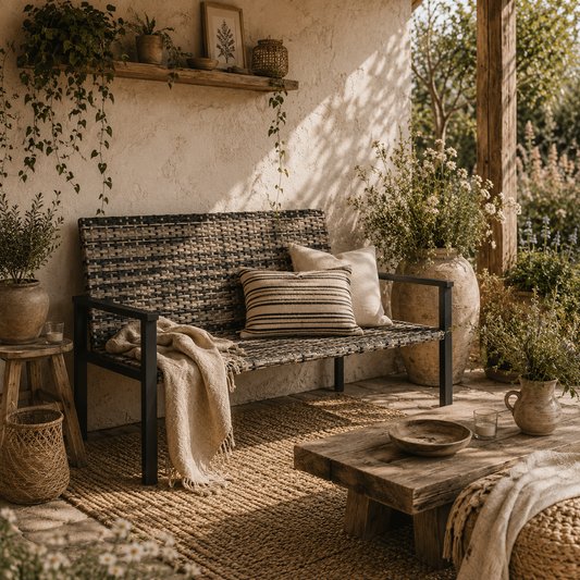 Batare Rattan Grey 2 Seater Garden Bench With Armrests