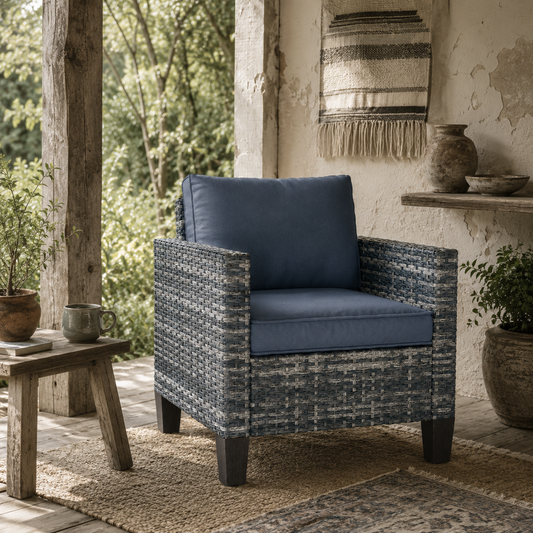 Resa Rattan Grey Single Outdoor Armchair With Cushion