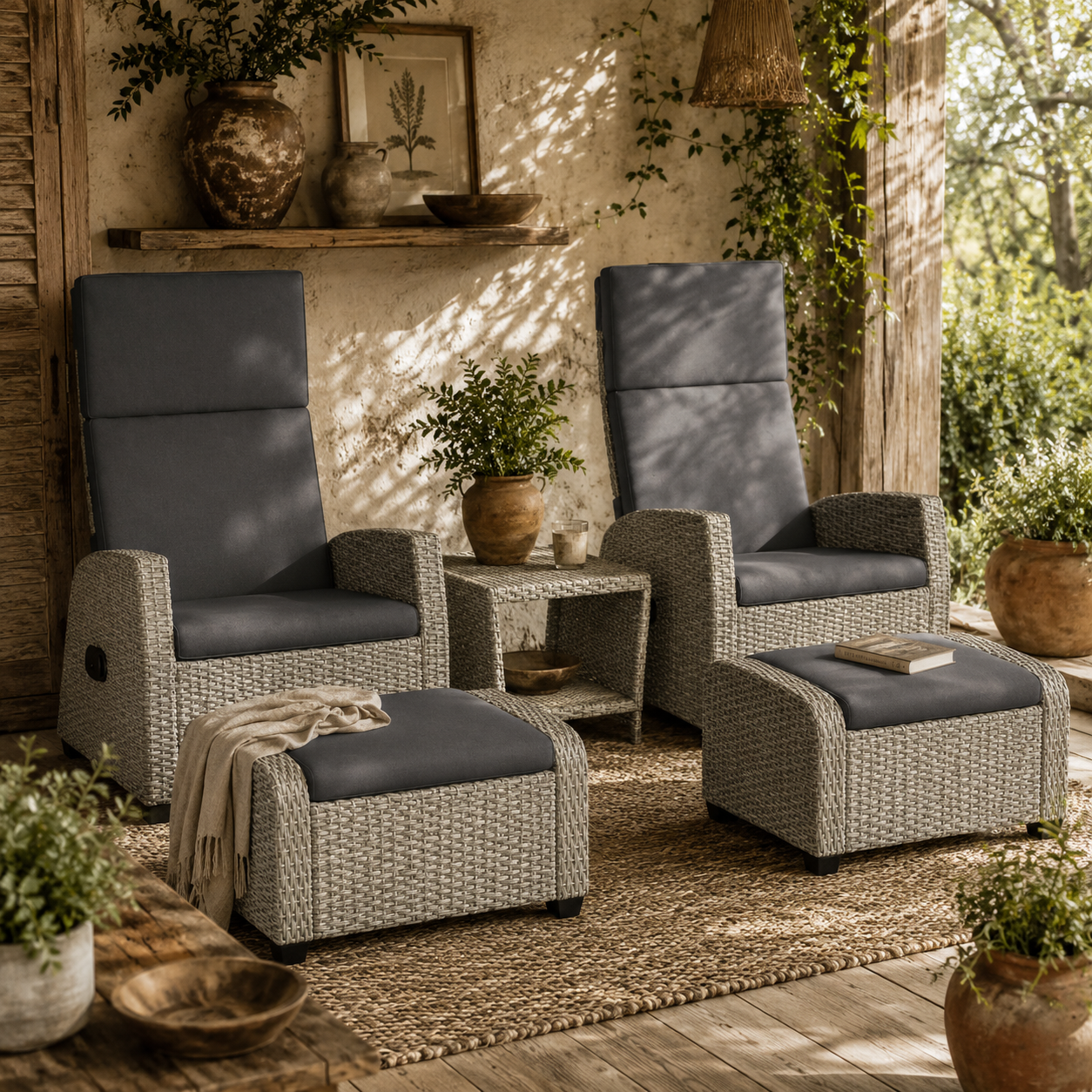 Dive Rattan Dark Grey 5 Piece Garden Furniture Bistro Set