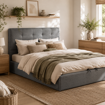 Vivafa 5FT King Ottoman Bed with Gas Lift Storage Grey