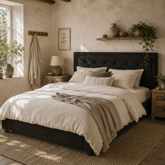 Banado King Size Ottoman Bed Frame with Front Divan Drawer Storage In Black