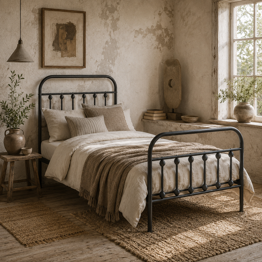 Noelma 3FT Minimalist Black Metal Single Metal Bed Frame