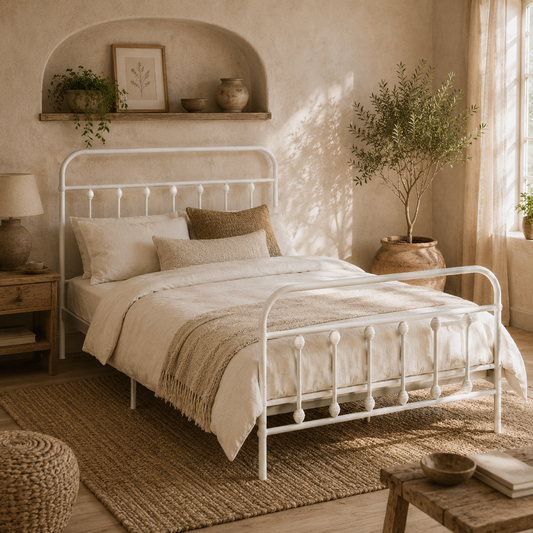 Keli 3FT White Metal Minimalist Single Metal Bed Frame