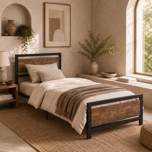 Lemisa 3FT Single Metal Bed Frame with Headboard and Footboard