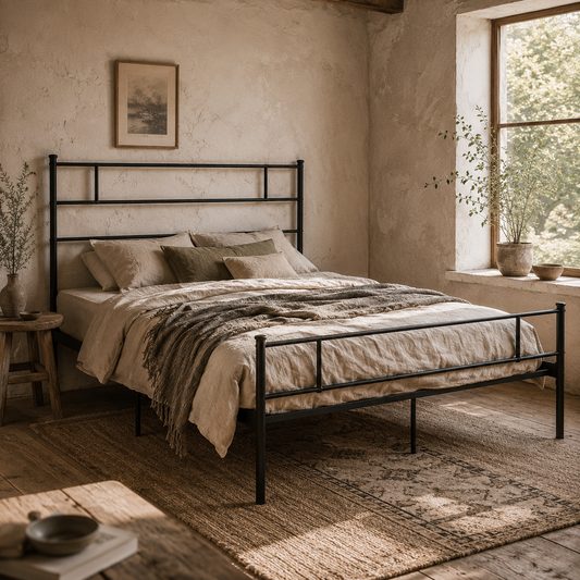 Faso 5FT King Size Metal Bed Frame with Headboard and Footboard