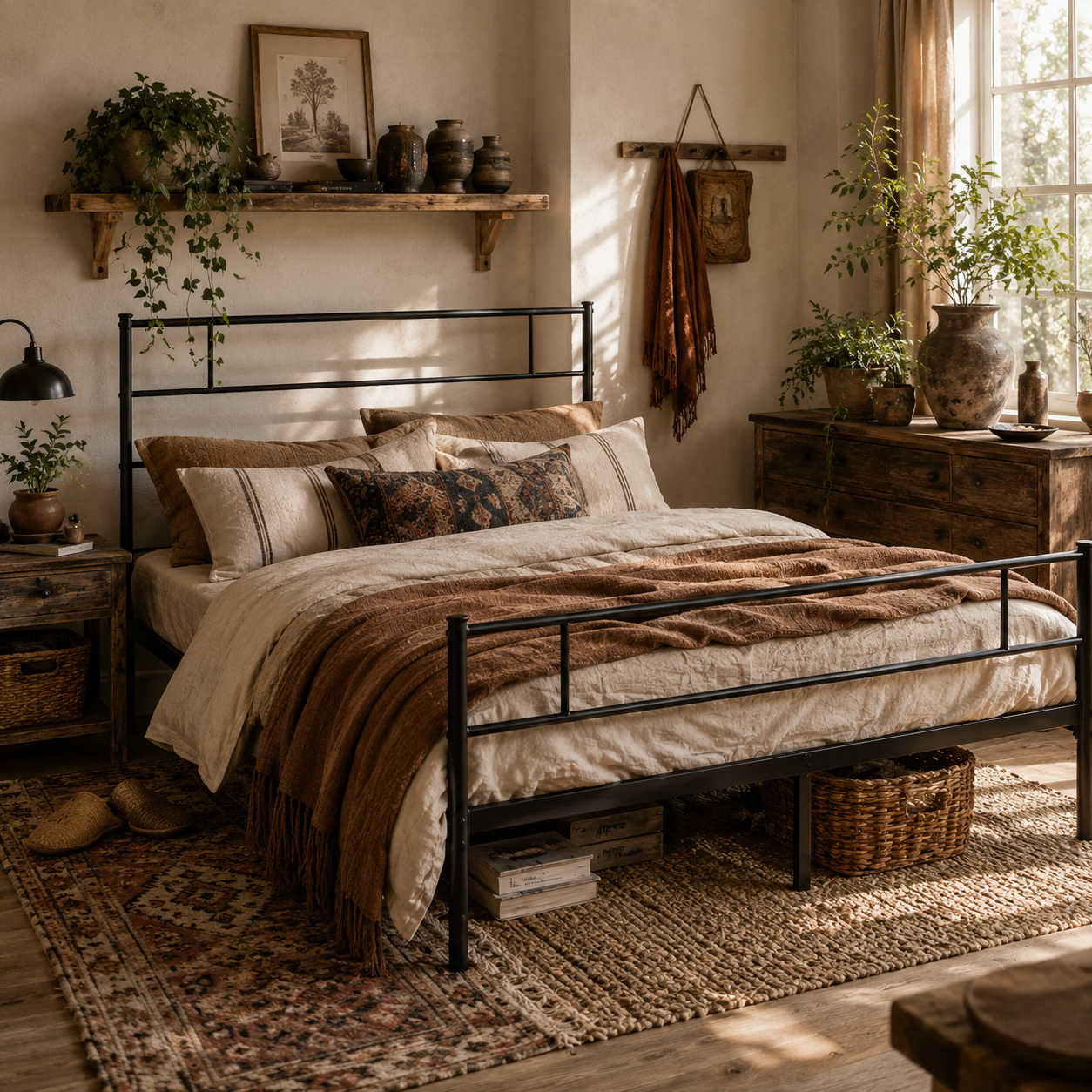 Palo 4FT6 Double Metal Bed Frame with Headboard and Footboard