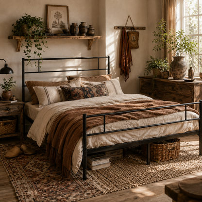 Palo 4FT6 Double Metal Bed Frame with Headboard and Footboard