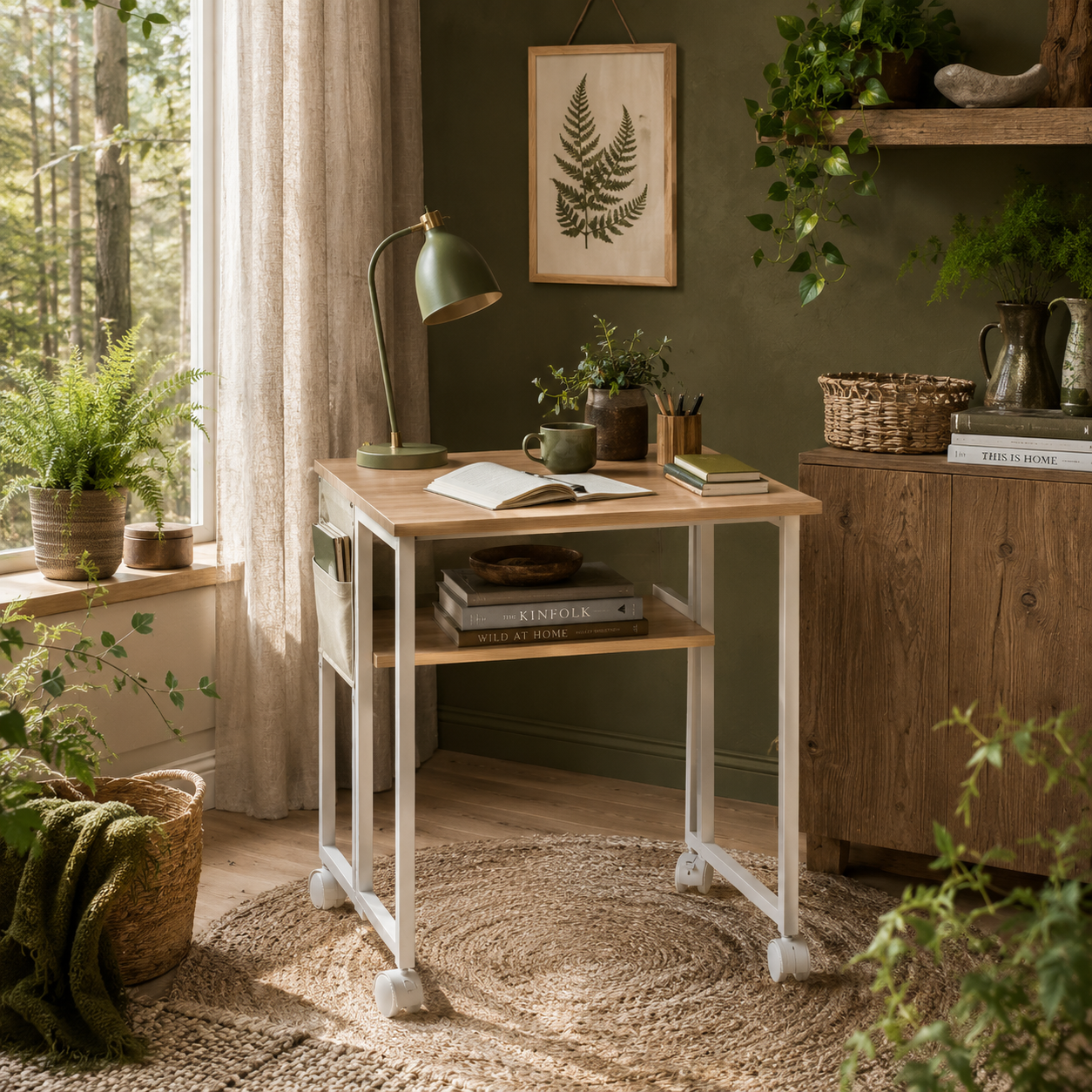 Noni 63cm Wooden Natural Drop Leaf Writing Desk
