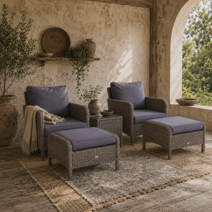 Vivimavi Rattan Grey 2 Seater Outdoor Bistro Set