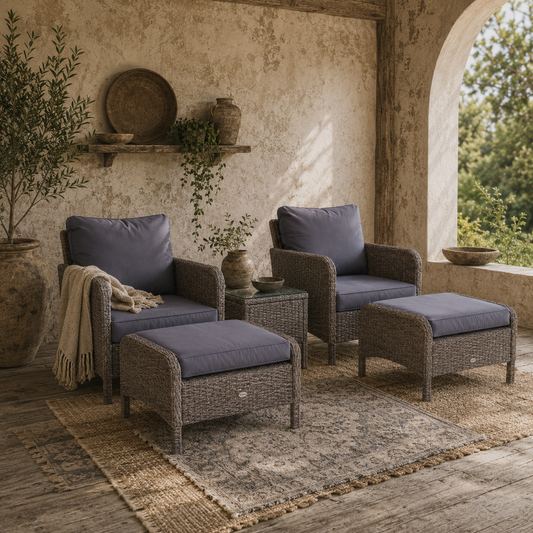 Vivimavi Rattan Grey 2 Seater Outdoor Bistro Set
