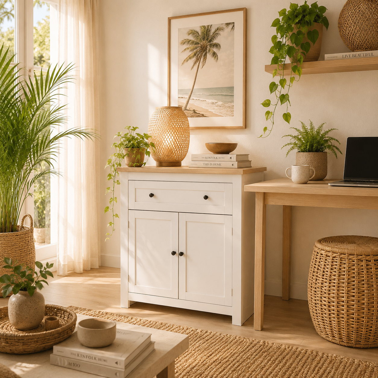 Viso Wooden Cream White Modern Sideboard With Drawers Adjustable Shelves And Double Doors