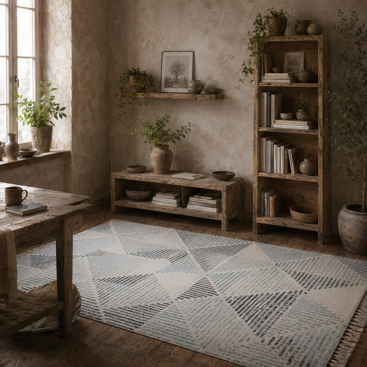 Keni Polyester Multi Colour Geometric Non Slip Washable Rug 230 x 160 cm
