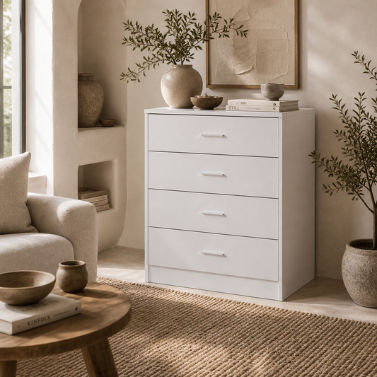 Ziroma Metal And Wood White 4 Drawer Storage Chest