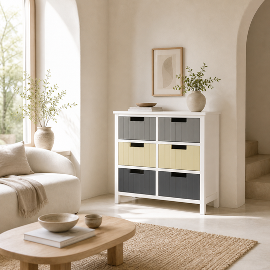 Nemo Multicolour Wooden 6 Drawer Storage Cabinet