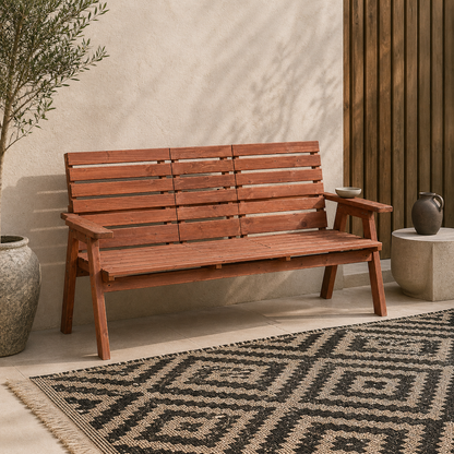 Marutta Fir Wood Natural Convertible Garden Bench Expanding From 2 To 3 Seats