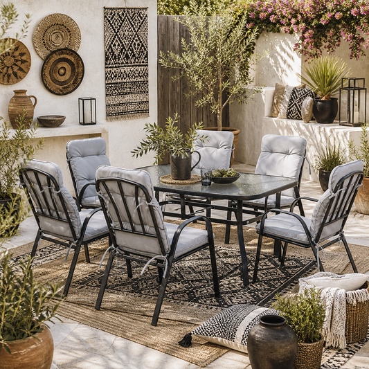 Luraha Light Grey 6 Seater Garden Dining Set With Cushions