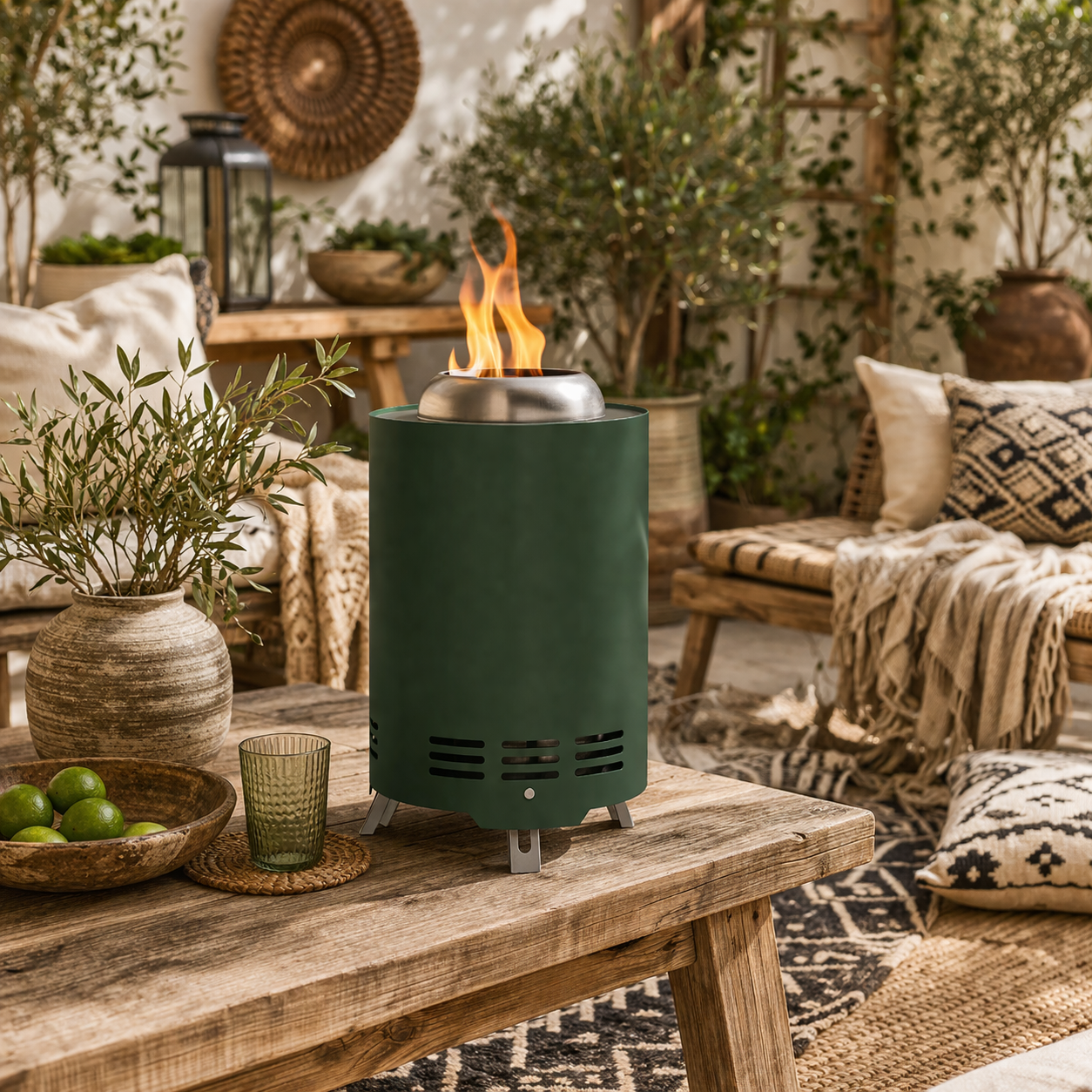 Balatti Small Stainless Steel Green Tabletop Smokeless Fire Pit