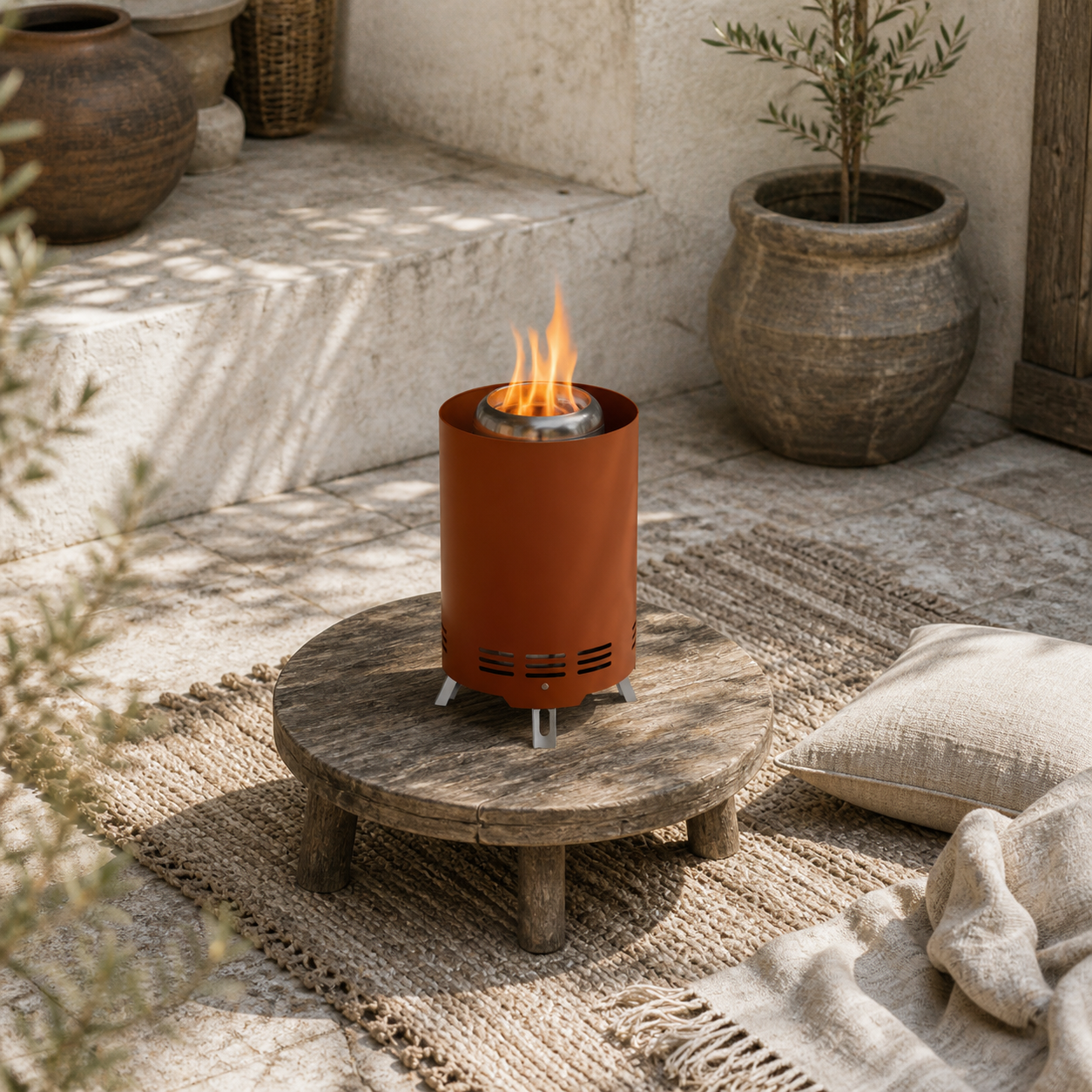 Balatti Small Stainless Steel Terracotta Tabletop Smokeless Fire Pit