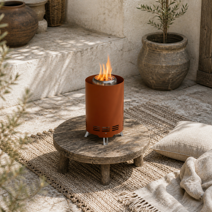 Balatti Small Stainless Steel Terracotta Tabletop Smokeless Fire Pit