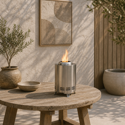 Balatti Small Stainless Steel Silver Tabletop Smokeless Fire Pit
