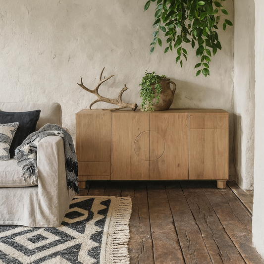 Buffalo Large Natural Mango Wood 4 Door Sideboard