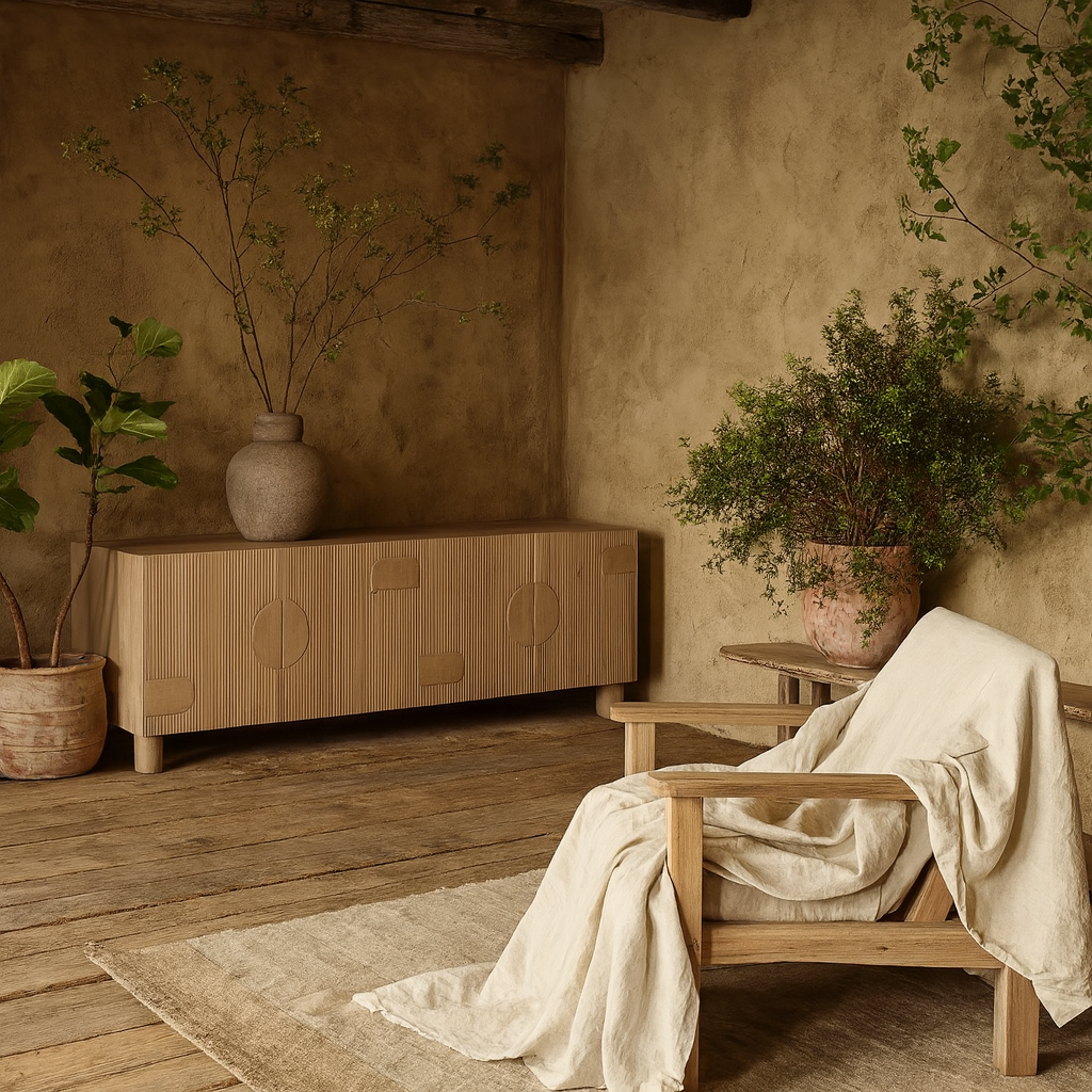 Buffalo Natural Mango Wood Bookcase with Two Door Cabinet