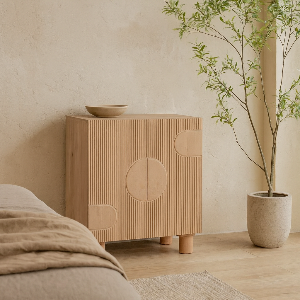 Buffalo Small Natural Mango Wood 2 Door Cabinet