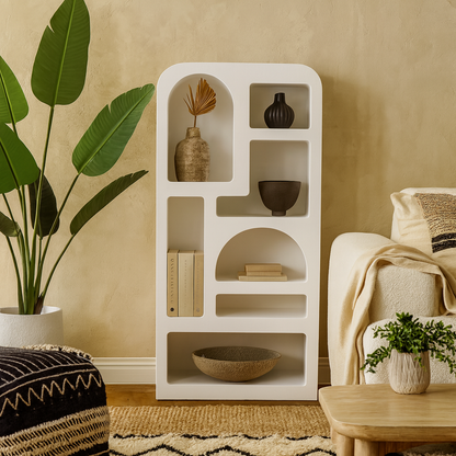 Atlanta White Abstract Shelving Display Unit with Open Storage