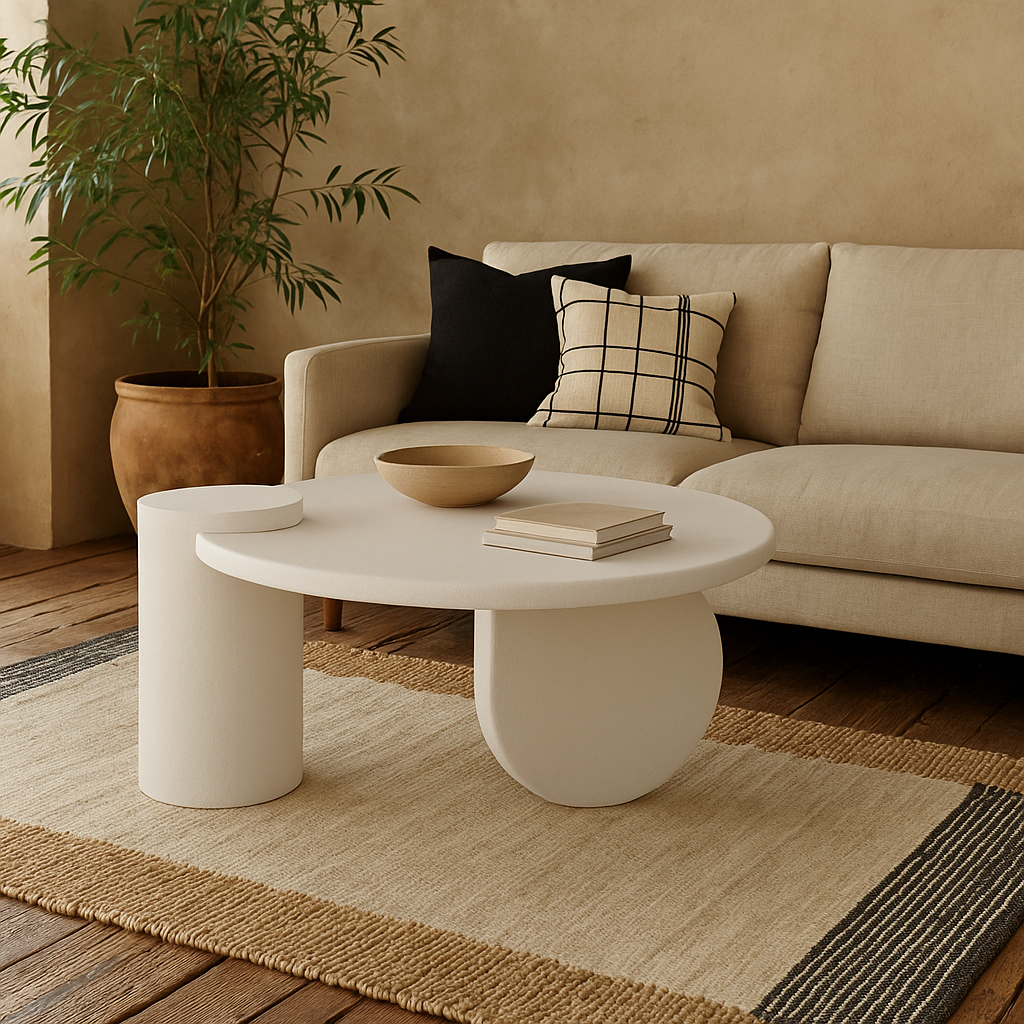 Atlanta White Abstract Round Coffee Table