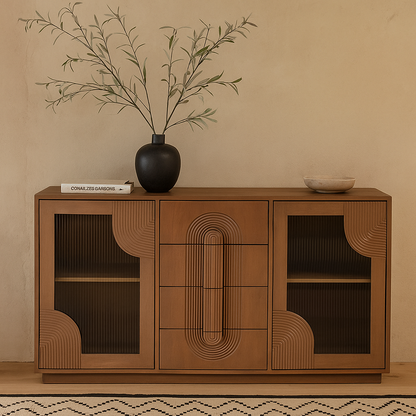 New Mexico Large Natural Mango Wood Sideboard with 4 Drawers and 2 Doors