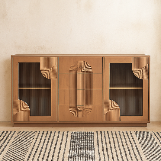 New Mexico Large Natural Mango Wood Sideboard with 4 Drawers and 2 Doors