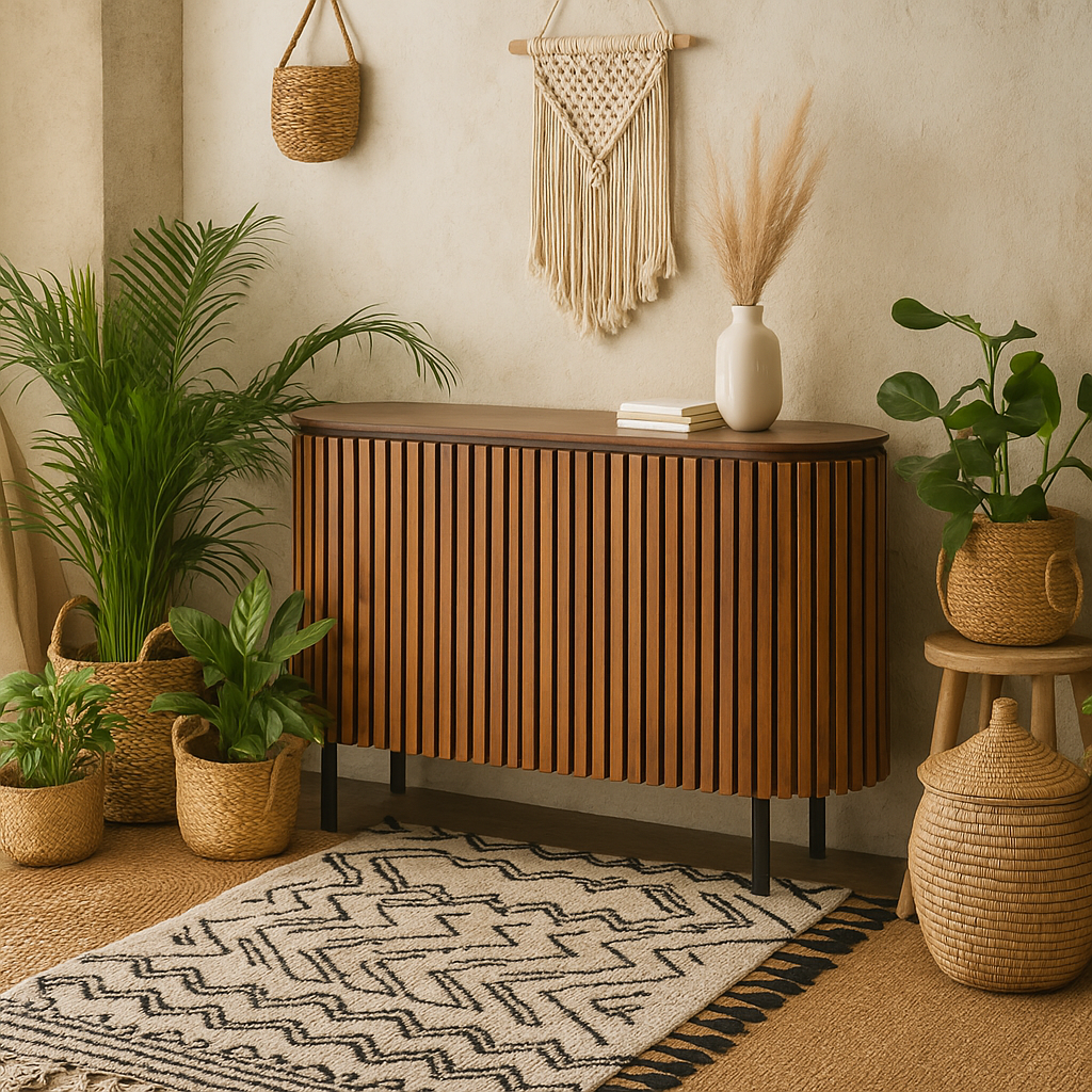 California Slatted Mango Wood Two Door Sideboard