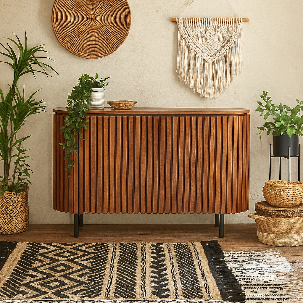 California Slatted Mango Wood Two Door Sideboard