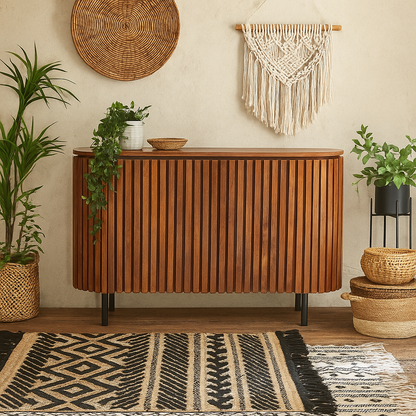 California Slatted Mango Wood Two Door Sideboard