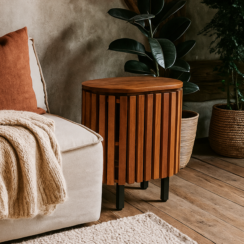 Birmingham Slatted Mango Wood Bedside Table