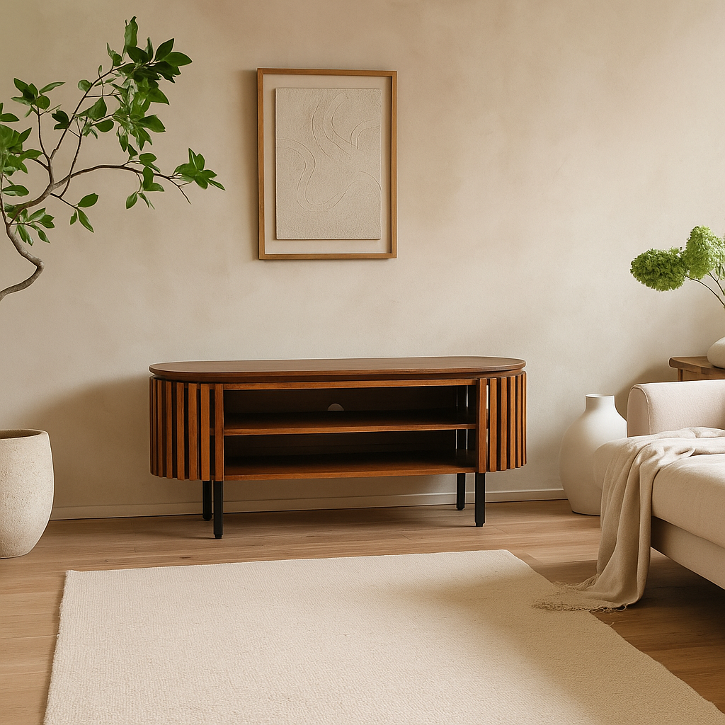 Birmingham Slatted Mango Wood TV Cabinet