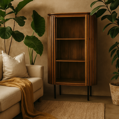 Birmingham Slatted Mango Wood Display Bookcase