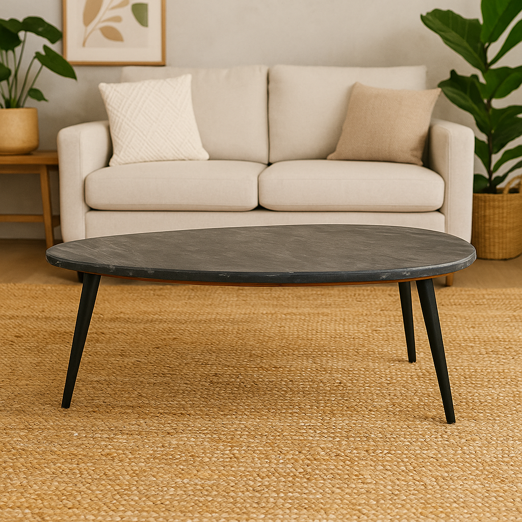 Alabama Black Marble Top Coffee Table With Metal Legs