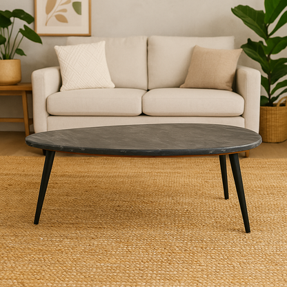 Alabama Black Marble Top Coffee Table With Metal Legs