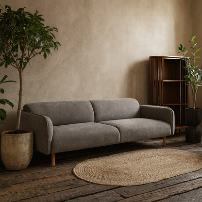 Cambridge 3 Seater Upholstered Sofa in Fay Dusty Brown Fabric