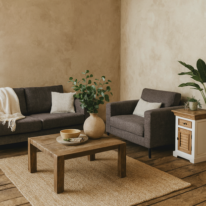 Alington White and Natural Mango Wood Bedside Cabinet With Drawer and Door