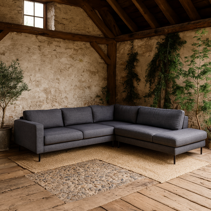 San Sebastian Right Hand Corner Sofa Upholstered Dark Grey Fabric