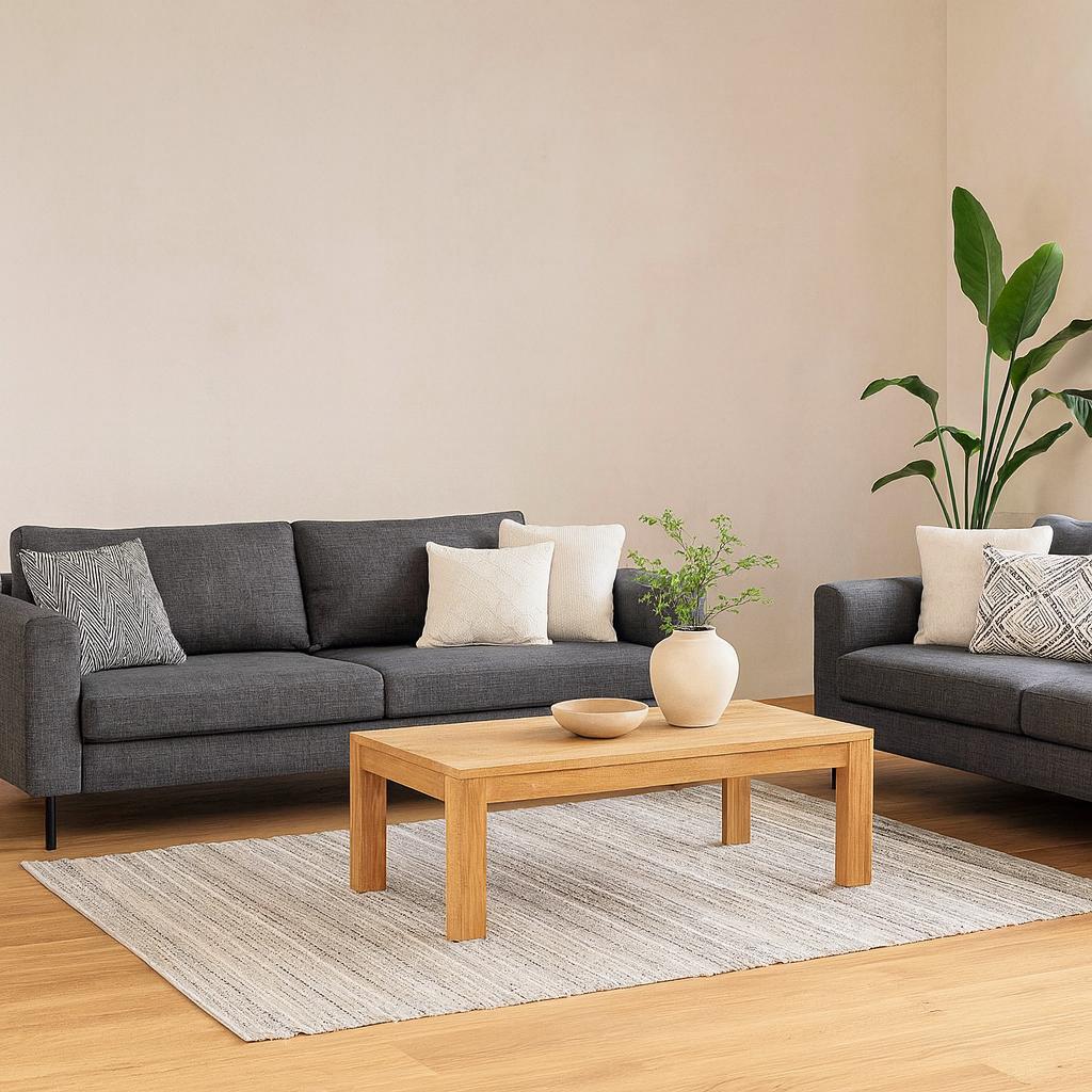 Set of 2 San Sebastian 3 Seater Sofas Upholstered Dark Grey Fabric