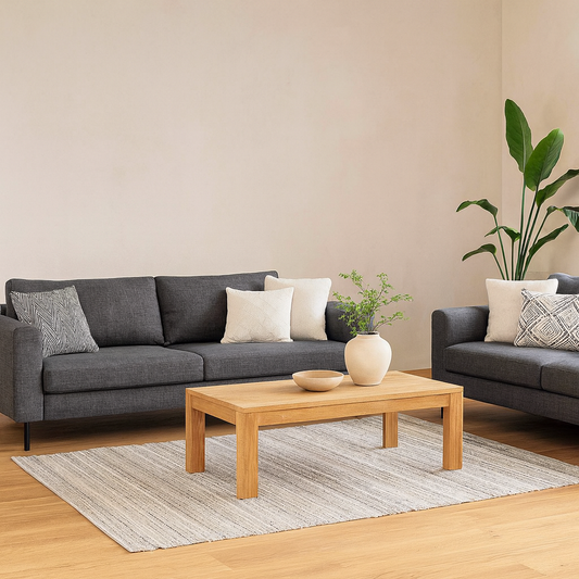 Set of 2 San Sebastian 3 Seater Sofas Upholstered Dark Grey Fabric